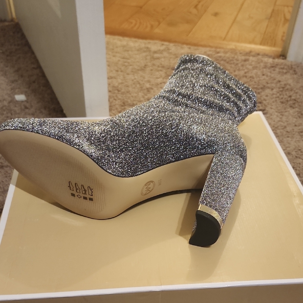 MICHAEL Michael Kors Sparkling Silver Heeled Boots - Picture 3 of 4